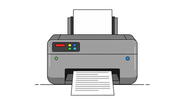 Gray Printer with Document Printing Illustration
