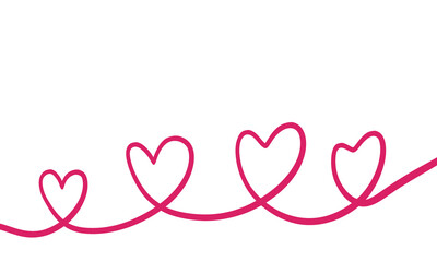 hearts one line design , for valentines and wedding cards