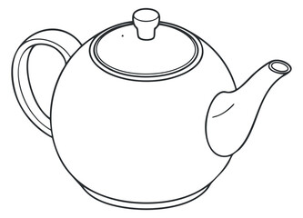 Fototapeta premium A simple outline illustration of a teapot in minimalist vector style, suitable for kitchenware branding and design projects