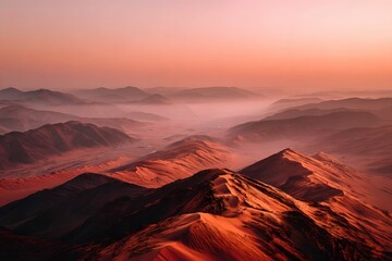 Mountains at Sunrise with Fog