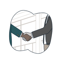 handshake icon vector illustration, close up of two business professionals shaking hand