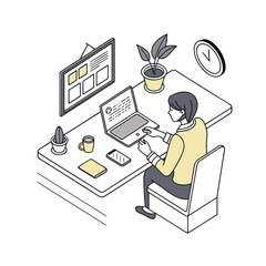 professional working remotely from home using laptop