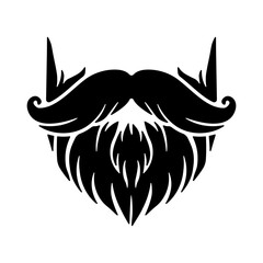 Black silhouette of a beard and mustache without background.