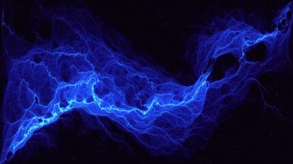 Abstract Blue Energy Flowing on Black Background.