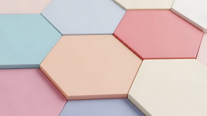 Pastel colored hexagons in a honeycomb pattern