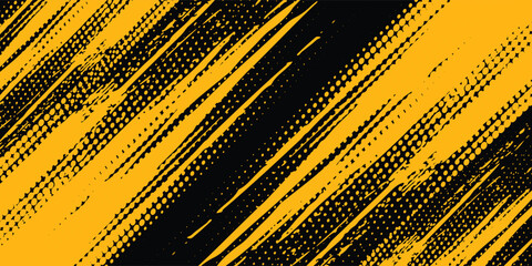 Dots pop art comics sport style vector illustration. Dots halftone yellow and black color pattern gradient grunge texture dots sport