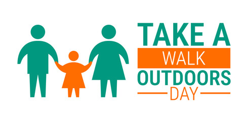 Take A Walk Outdoors Day background, banner, card or poster design template is observed every year during January, to raise awareness about the mission. Vector illustration.