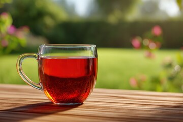 Red Herbal Tea on Sunny Deck Lounge