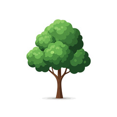 Vibrant Green Tree with Lush Foliage on White Background