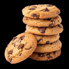 chocolate chip cookies on white background