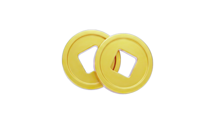 Golden Coins Over White Background