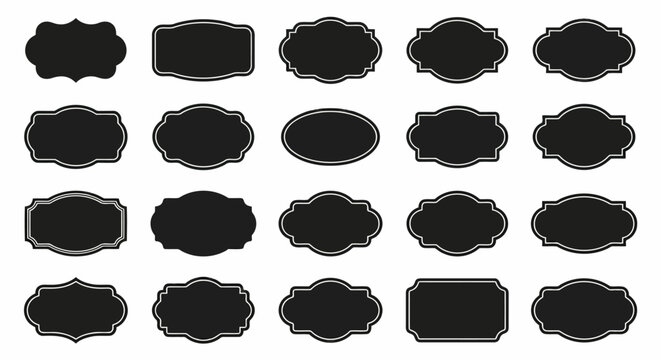 Elegant Outlined Label Silhouettes Assortment Vintage Ornamental Frames Set Decorative Borders Collection for Text Design Elements