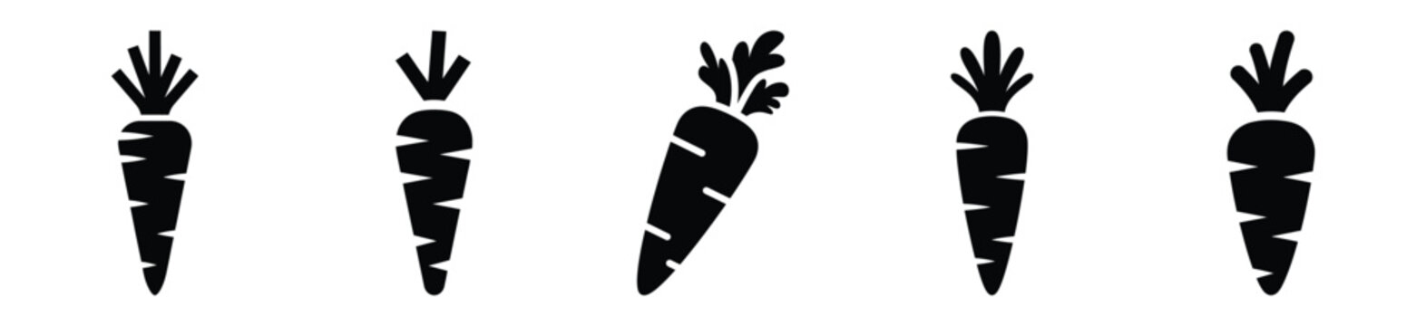 Collection of  carrot silhouette icon set. cooking vector icons illustration