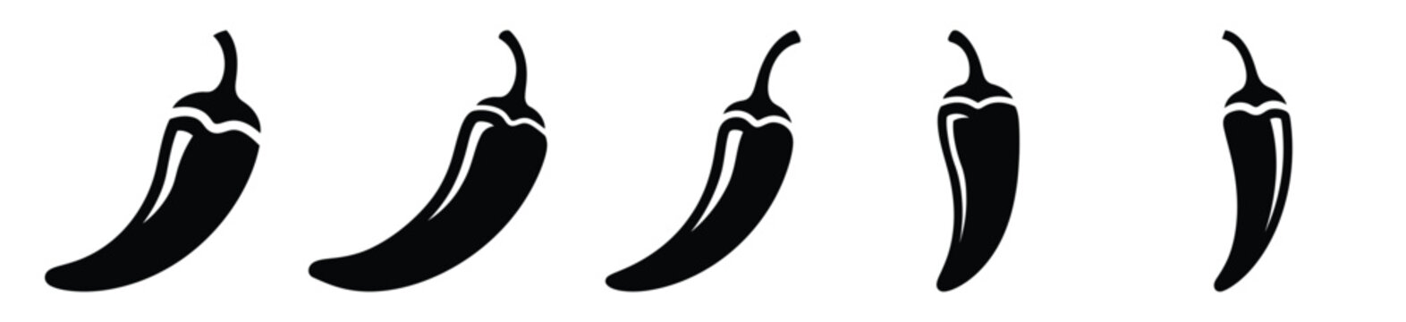 Collection of  chili pepper silhouette icon set. cooking vector icons illustration