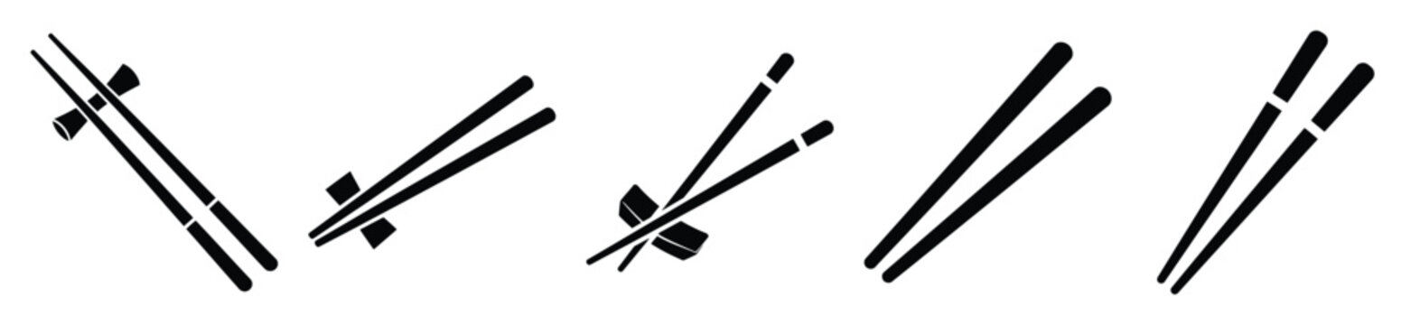 Collection of  chopsticks silhouette icon set. cooking vector icons illustration