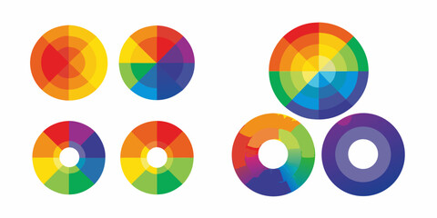 Colorful circular designs displaying vibrant color palettes and geometric patterns