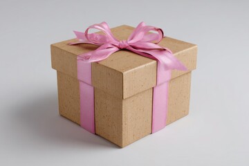 Delicate Papercraft Gift Box Pink Ribbon