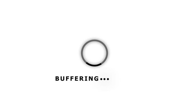 Minimalist loading spinner with the word BUFERING and a progress indicator on a white background