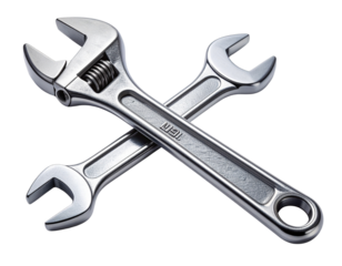  Professional Chrome Wrench Set for Construction and Maintenance, isolated on transparent background