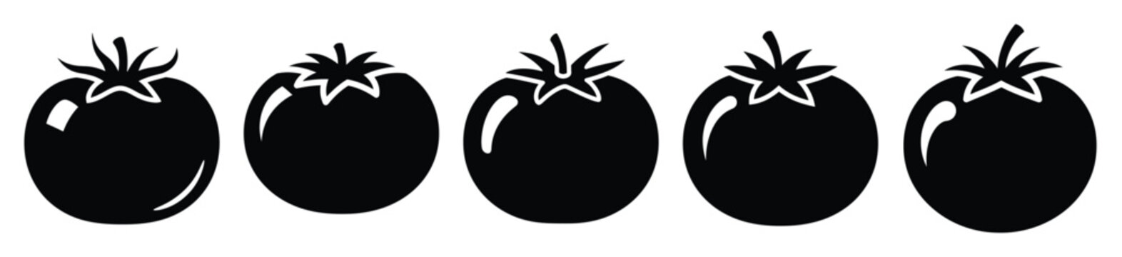 Collection of  tomato silhouette icon set. cooking vector icons illustration