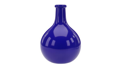 A single, smooth, glossy blue vase with a rounded body and a slender neck, isolated on a white background
