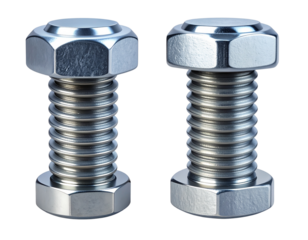 Metal Bolt and Nut Variations for Industrial Use, isolated on transparent background