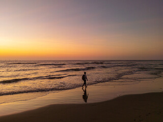 Summer sunset at the port of Pimentel, with a view of the pier in Chiclayo, Lambayeque, on the Peruvian coast