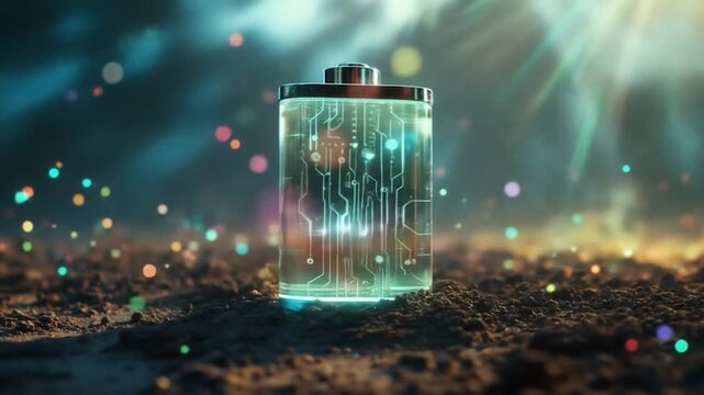 Advanced energy storage technology showcase: Futuristic battery concept for sustainability