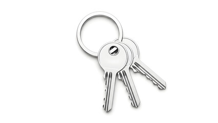 Three gleaming silver keys securely fastened on a polished metal key ring, embodying concepts of safety, entry, and unlocking new possibilities