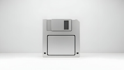 Detailed 3D render of a classic floppy disk, symbolizing the evolution of digital data storage and historical computing, evoking nostalgic charm of obsolete technology