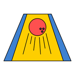 Flat Illustration Bowling Alley Ball and Pins Sport Competition Game