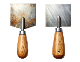 Black Handle Trowel Bundle for Building and Repair Work, isolated on transparent background