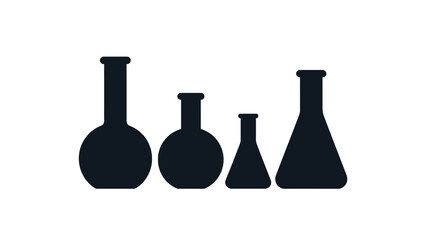 Set of four laboratory flask silhouettes in black