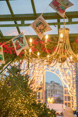 January 17, 2025, Russia, Moscow, New Year's decorations on Manezhnaya Square.