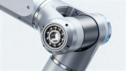 Close-Up of Precision Mechanical Arm Joint with Bearings and Advanced Engineering Design