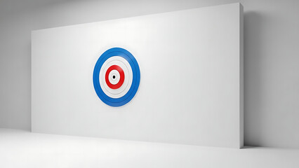 The focus is on the curling house target, set against a clean, white, and simple background