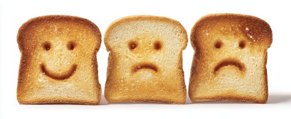 The Toast Slices With Happy And Sad Faces Representing Emotions And Mood