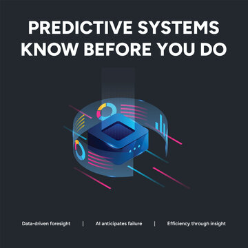 Abstract 3D Data Visualization Cube Representing Predictive Systems and AI Anticipating Failure Concept