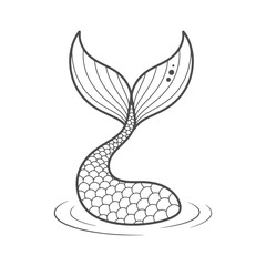Mermaid tail minimalist line art 