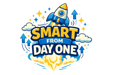 Smart from day one rocket with blue and yellow theme