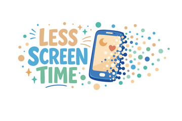 Less screen time concept with digital and analog fusion graphic
