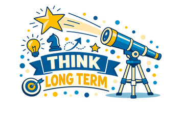 Inspiring conceptual artwork with telescope, stars, and chess knight motif