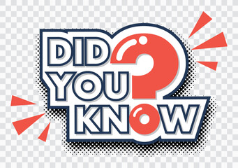 Did You Know Speech Bubble &ndash; Trivia and Fun Facts Comic Pop Art Illustration