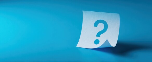 The Question Mark Sticky Note Standing on a Blue Background Suggesting Mystery and Inquiry