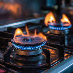 burning gas stove