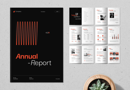 Modern Annual Report Design Template for Corporate Business and Company Overview