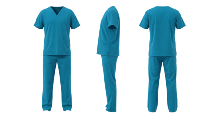 vivid blue medical scrubs display with isolated transparent background perfect for healthcare