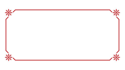 Obraz premium Minimalist Red Christmas Frame with Inverted Corners and Snowflakes 