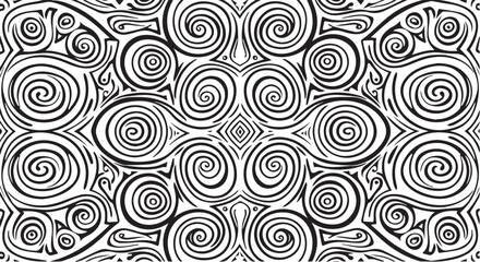 Fototapeta premium Abstract Tribal Spiral Seamless Pattern