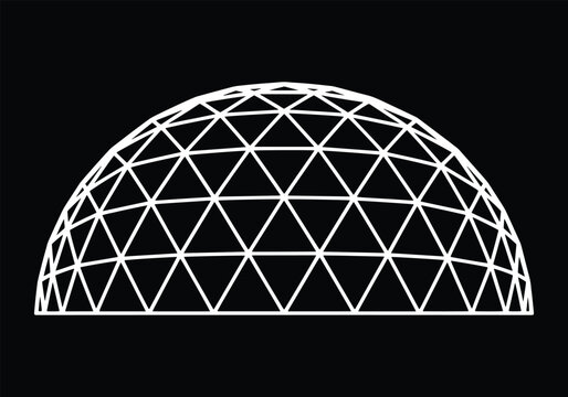 Geodesic. Futuristic Wireframe Dome Engineering Vector Illustratration.